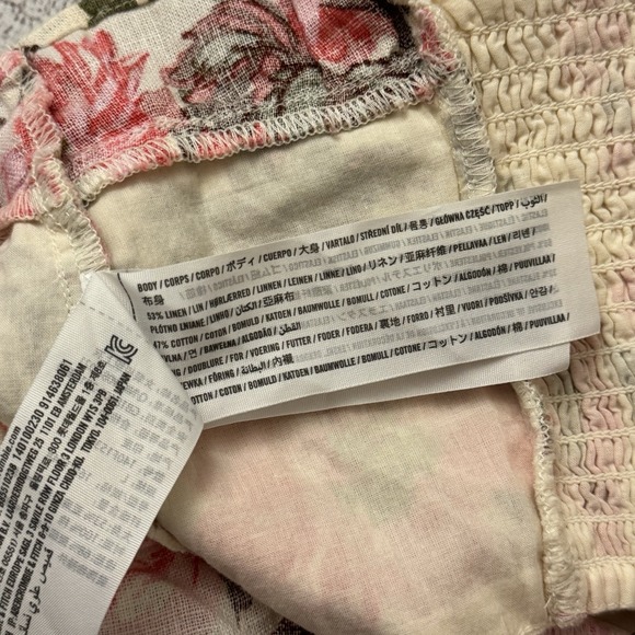 Abercrombie & Fitch Linen Blend Ruffle Top Pink Floral Size Large New‎ With Tags - Picture 6 of 6